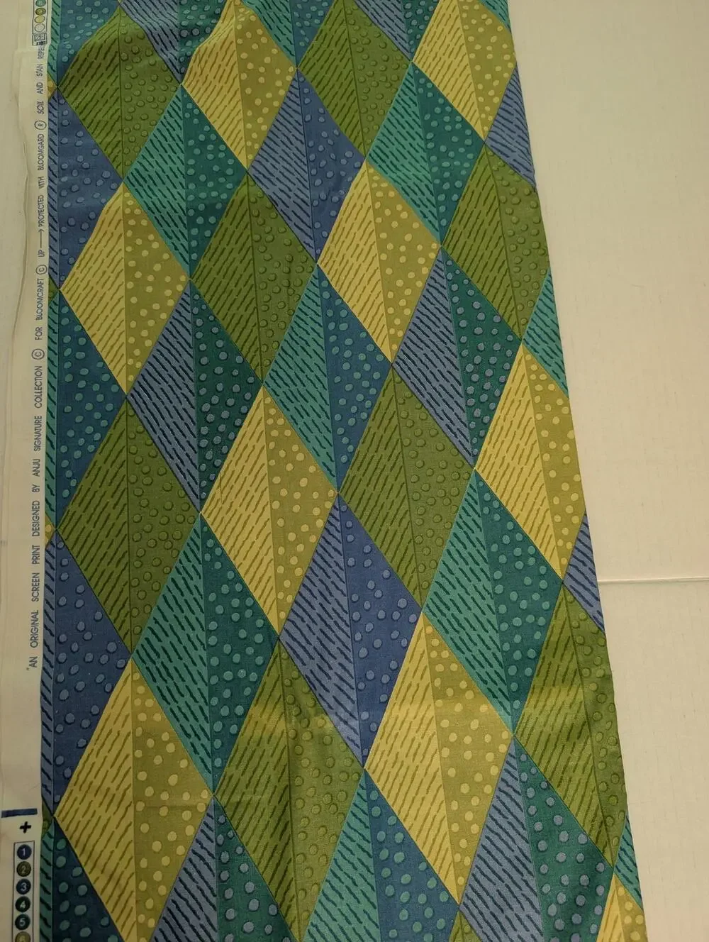 Bloomcraft Anju Signature Geometric Diamond Screen Print Fabric 2.75 yards